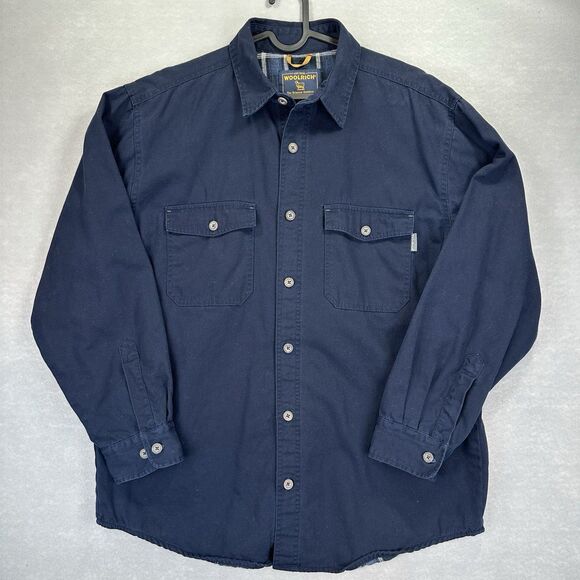 Woolrich Other - Woolrich Men's L Blue Flannel Lined Button Heavy Workwear Shirt Jacket Large VTG